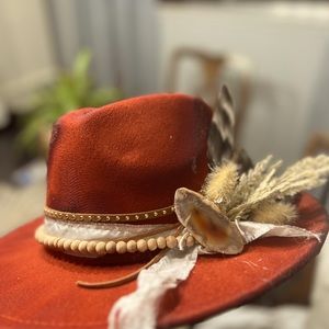 Handcrafted western burnt orange hat